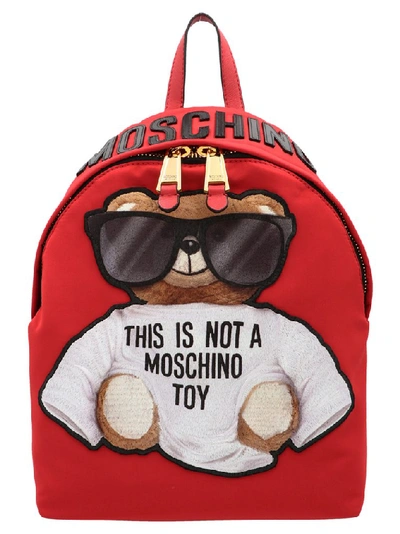 Shop Moschino Teddy Backpack In Red