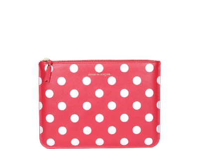Shop Comme Des Garçons Wallet Polka Dot Clutch In Red
