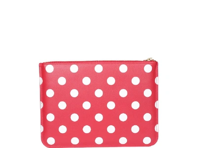 Shop Comme Des Garçons Wallet Polka Dot Clutch In Red
