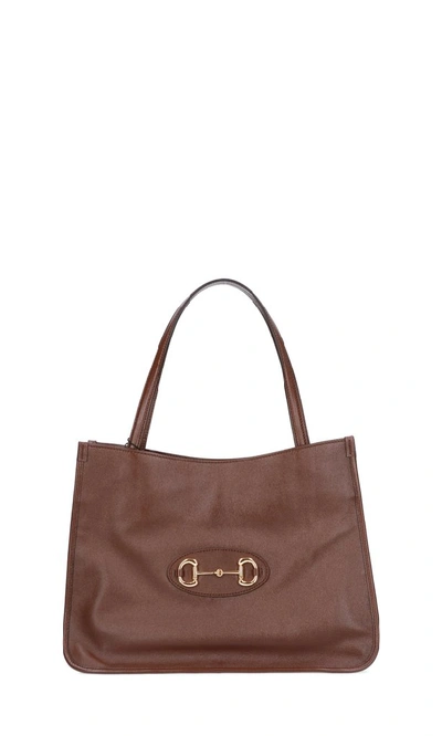 Shop Gucci 1955 Horsebit Tote Bag In Brown