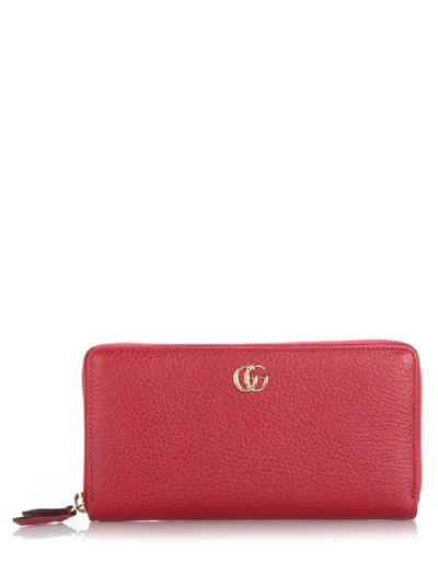 Shop Gucci Double G Zip Around Wallet In Red