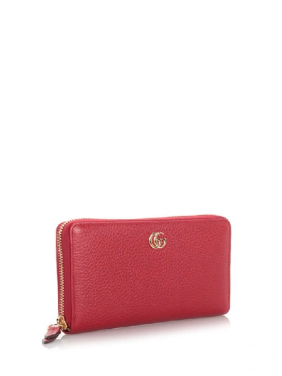 Shop Gucci Double G Zip Around Wallet In Red