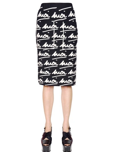 Sonia Rykiel "moi Moi" Wool Jacquard Skirt In Navy/white