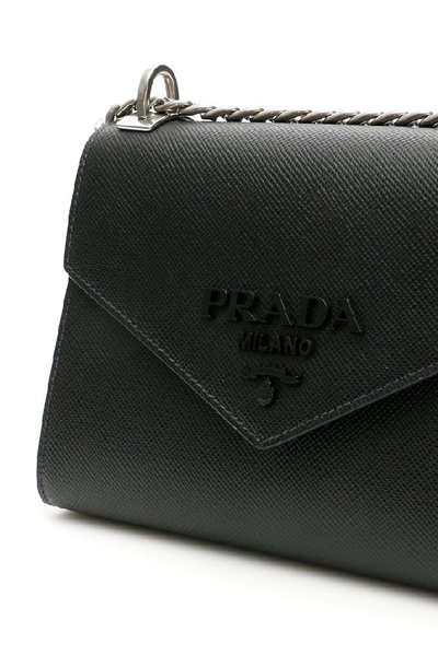 Shop Prada Logo Plaque Envelope Shoulder Bag In Black