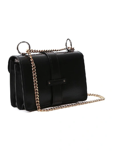 Shop Chloé Aby Logo Padlock Chain Shoulder Bag In Black