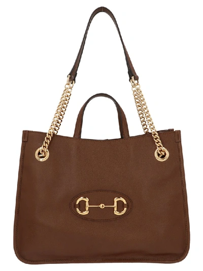 Shop Gucci Horsebit Tote Bag In Brown