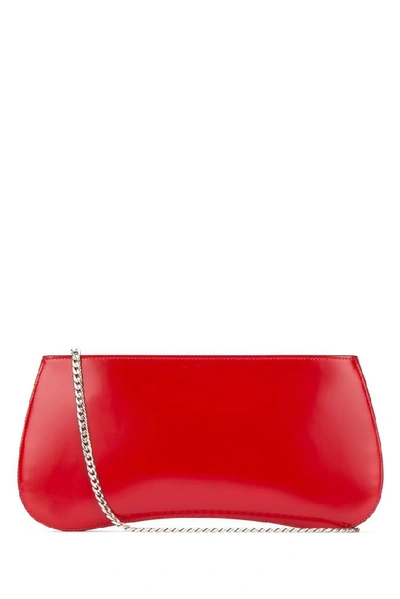 Shop Prada Brushed Chain Strap Clutch Bag In Red