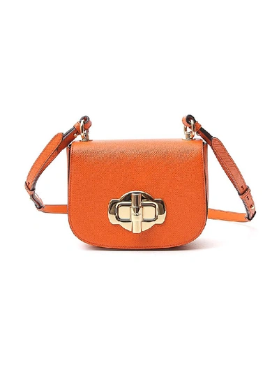 Shop Prada Lock Detail Shoulder Bag In Orange