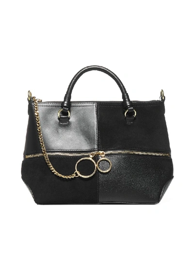 Shop See By Chloé Emy Patchwork Tote Bag In Black