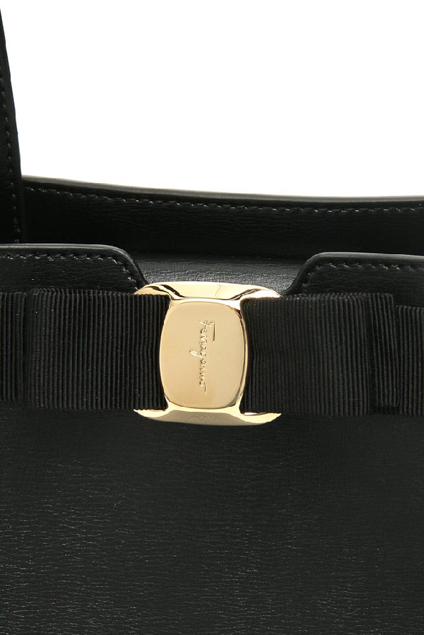 Salvatore Ferragamo New Vara Small Leather Top Handle Bag In Black