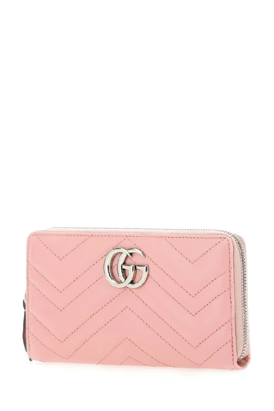 Shop Gucci Gg Marmont Zip Around Wallet In Pink