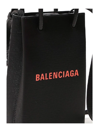 Shop Balenciaga Phone Holder Tote Bag In Black