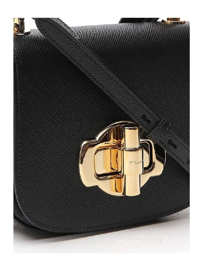 Shop Prada Lock Detail Shoulder Bag In Black