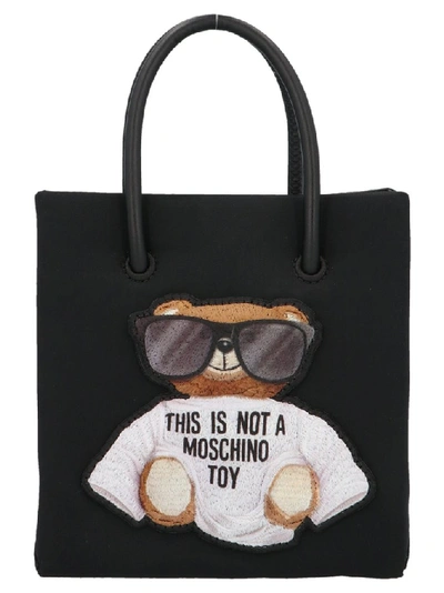 Shop Moschino Teddy Mini Tote Bag In Black