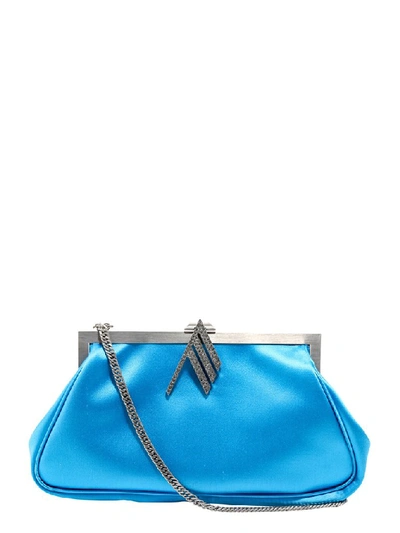 Shop Attico Embellished Clutch Bag In Blue