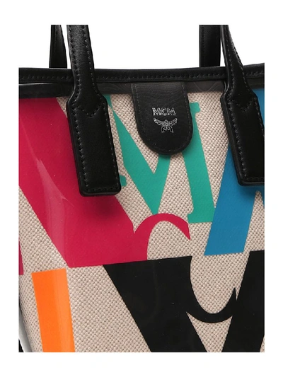 Shop Mcm Logo Glitch Hologram Shopper Bag In Multi