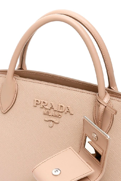 Shop Prada Monochrome Handbag In Beige