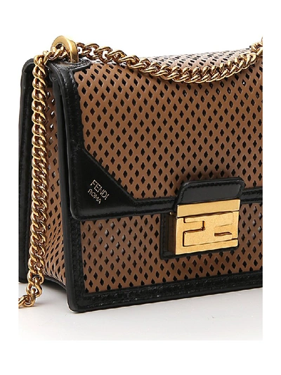 Shop Fendi Kan U Small Chain Shoulder Bag In Brown