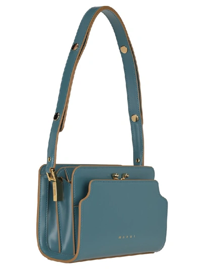 Shop Marni Trunk Reverse Shoulder Bag In Blue