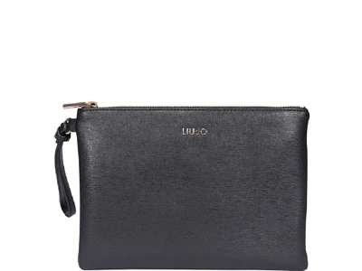 Shop Liu •jo Liu Jo Logo Clutch Bag In Black