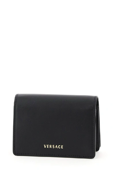 Shop Versace Virtus Mini Chain Wallet In Black
