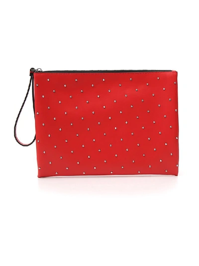 Shop Marni Stud Detailed Clutch Bag In Red