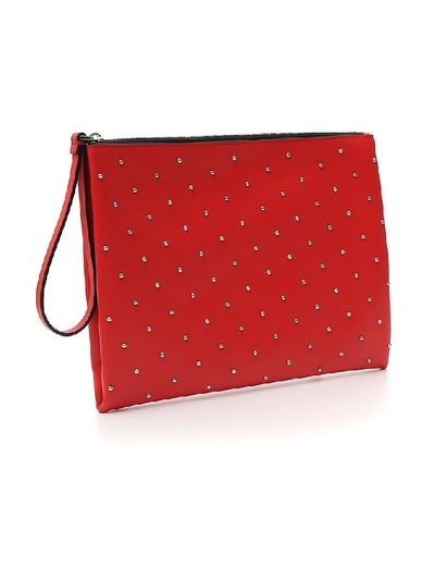 Shop Marni Stud Detailed Clutch Bag In Red