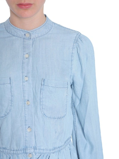 Shop Frame Double Pocket Peplum Shirt In Blue