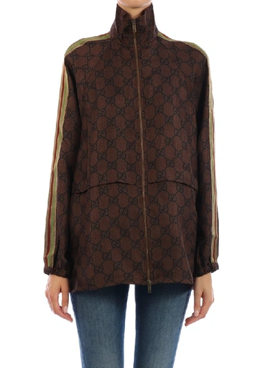 Gucci Women's High-Neck GG-logo Silk-twill Jacket