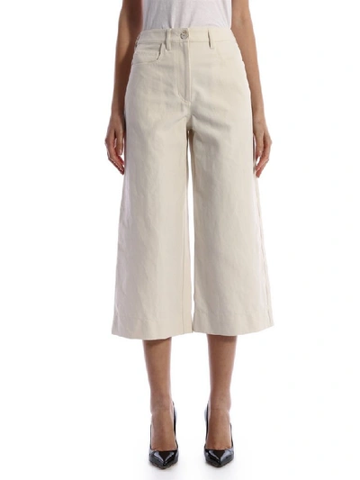 Shop Kenzo Wide Leg Cropped Trousers In Beige