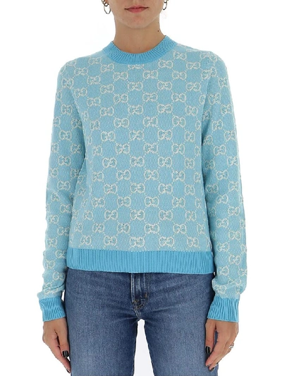Shop Gucci Gg Piquet Sweater In Blue