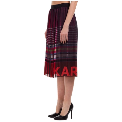 Shop Karl Lagerfeld Striped Pleated Skirt In Multi