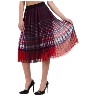 Shop Karl Lagerfeld Striped Pleated Skirt In Multi