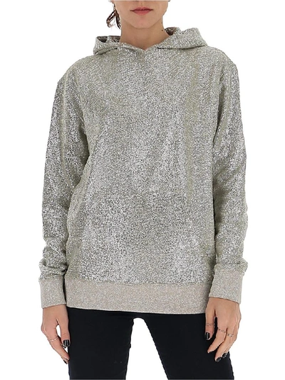 Shop Saint Laurent Metallic Hoodie In Silver