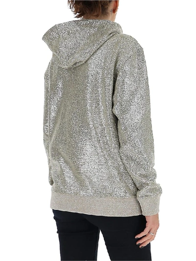 Shop Saint Laurent Metallic Hoodie In Silver