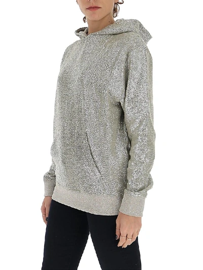 Shop Saint Laurent Metallic Hoodie In Silver