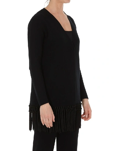 Shop Fabiana Filippi Fringed Cardigan In Black