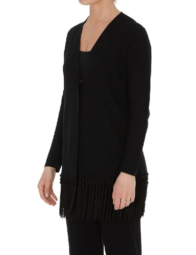 Shop Fabiana Filippi Fringed Cardigan In Black