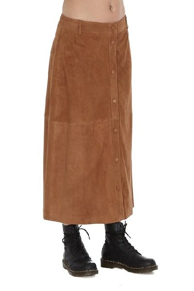 Shop Arma Buttoned Skirt In Brown