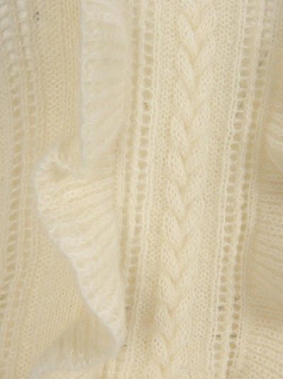 Shop Philosophy Di Lorenzo Serafini Ruffled Cable Knit Sweater In White
