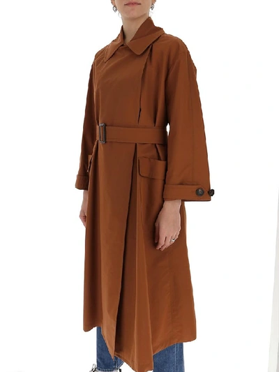 Shop Max Mara The Cube Flared Trench Coat In Brown