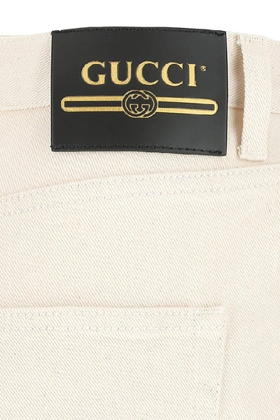 Shop Gucci Jacquard Label Detail Pants In Beige