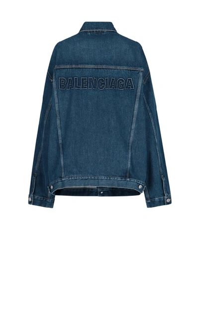 Shop Balenciaga Oversize Denim Jacket In Blue