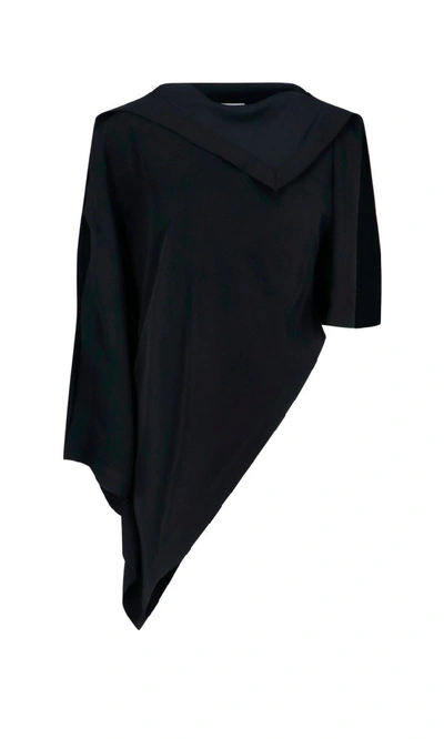 Shop Mm6 Maison Margiela Asymmetric Draped Blouse In Black