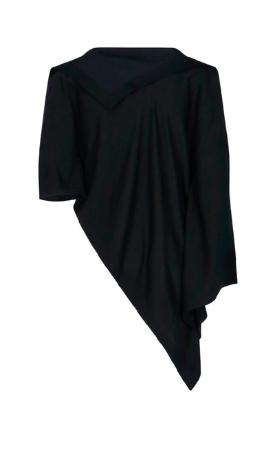 Shop Mm6 Maison Margiela Asymmetric Draped Blouse In Black