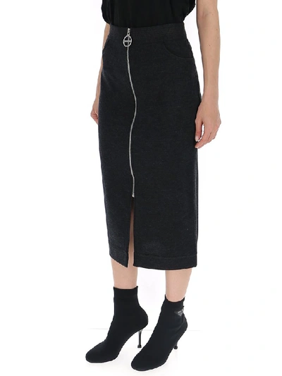Shop Givenchy Zipped Midi Skirt In Black