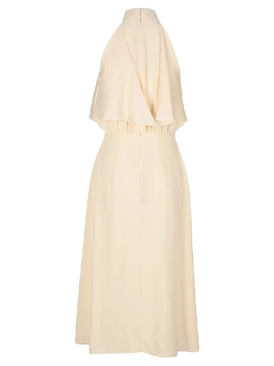 Shop Prada Draped Sleeveless Midi Dress In White