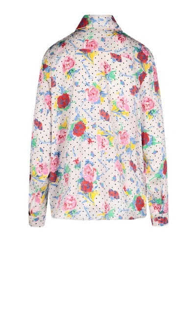 Shop Balenciaga Floral Printed Pussy Bow Blouse In Multi