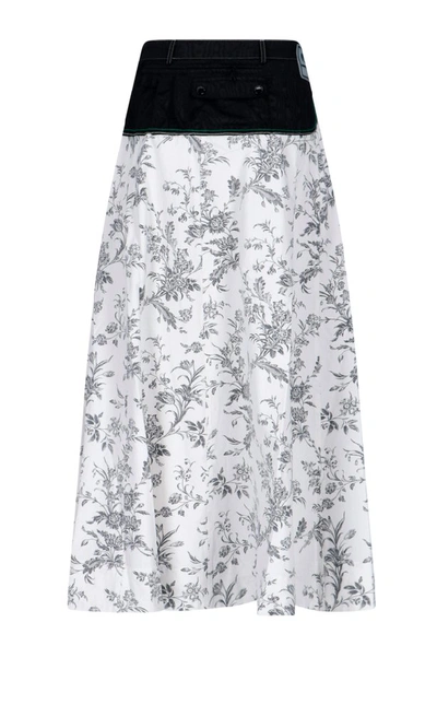 Shop Marine Serre Pocket Belt Floral Skirt In White