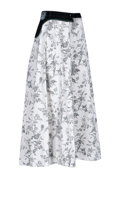 Shop Marine Serre Pocket Belt Floral Skirt In White